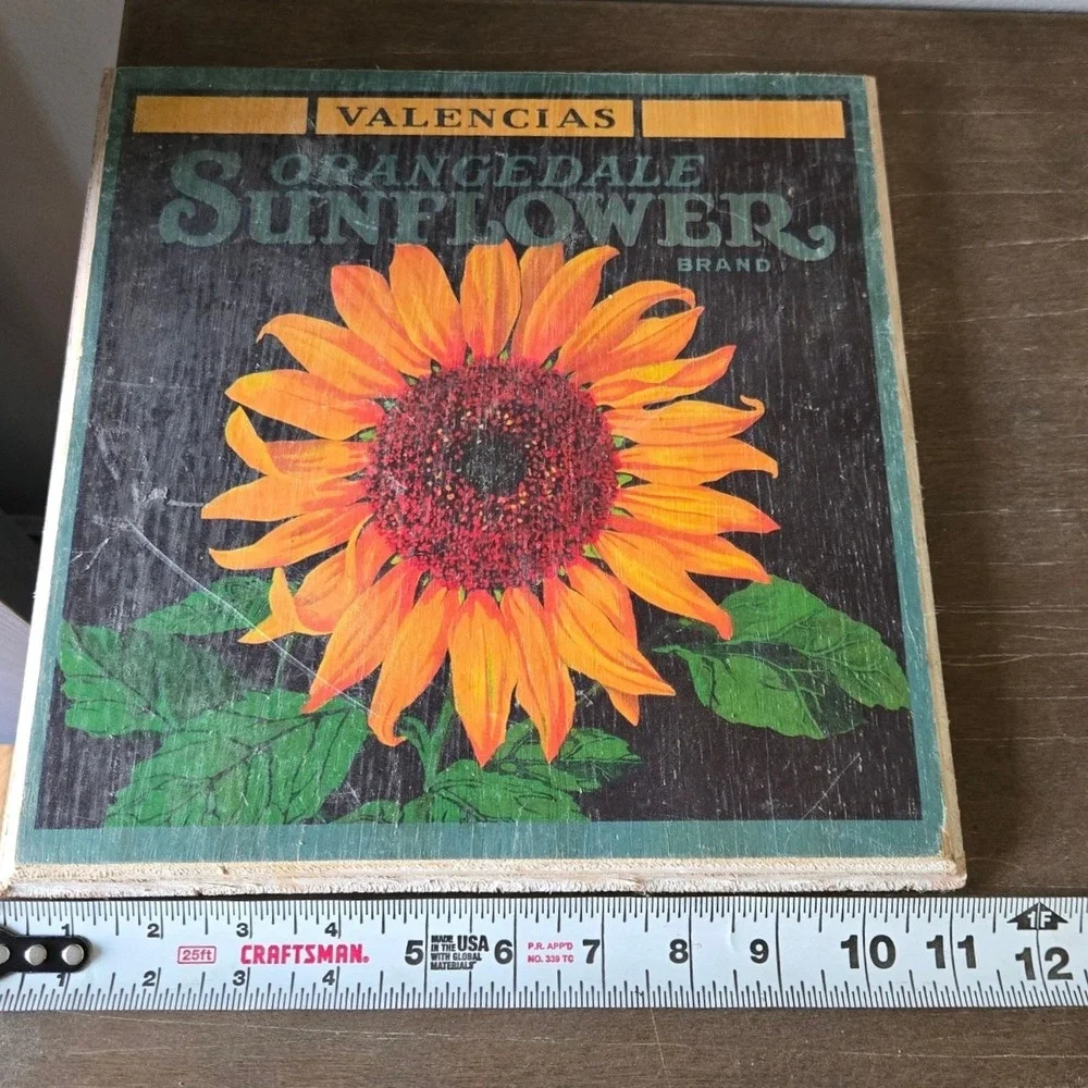 Vintage Retro Orangedale Sunflower Valencias Wood Crate Label Wall Art Plaque‎